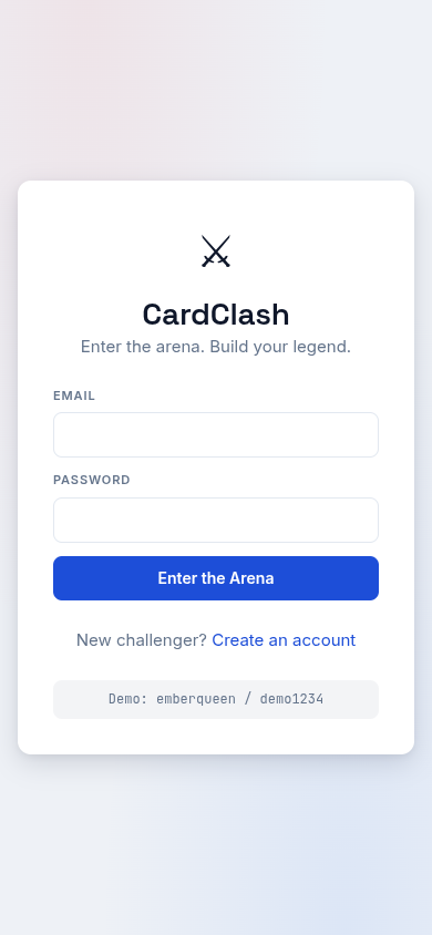 Mobile view of CardClash