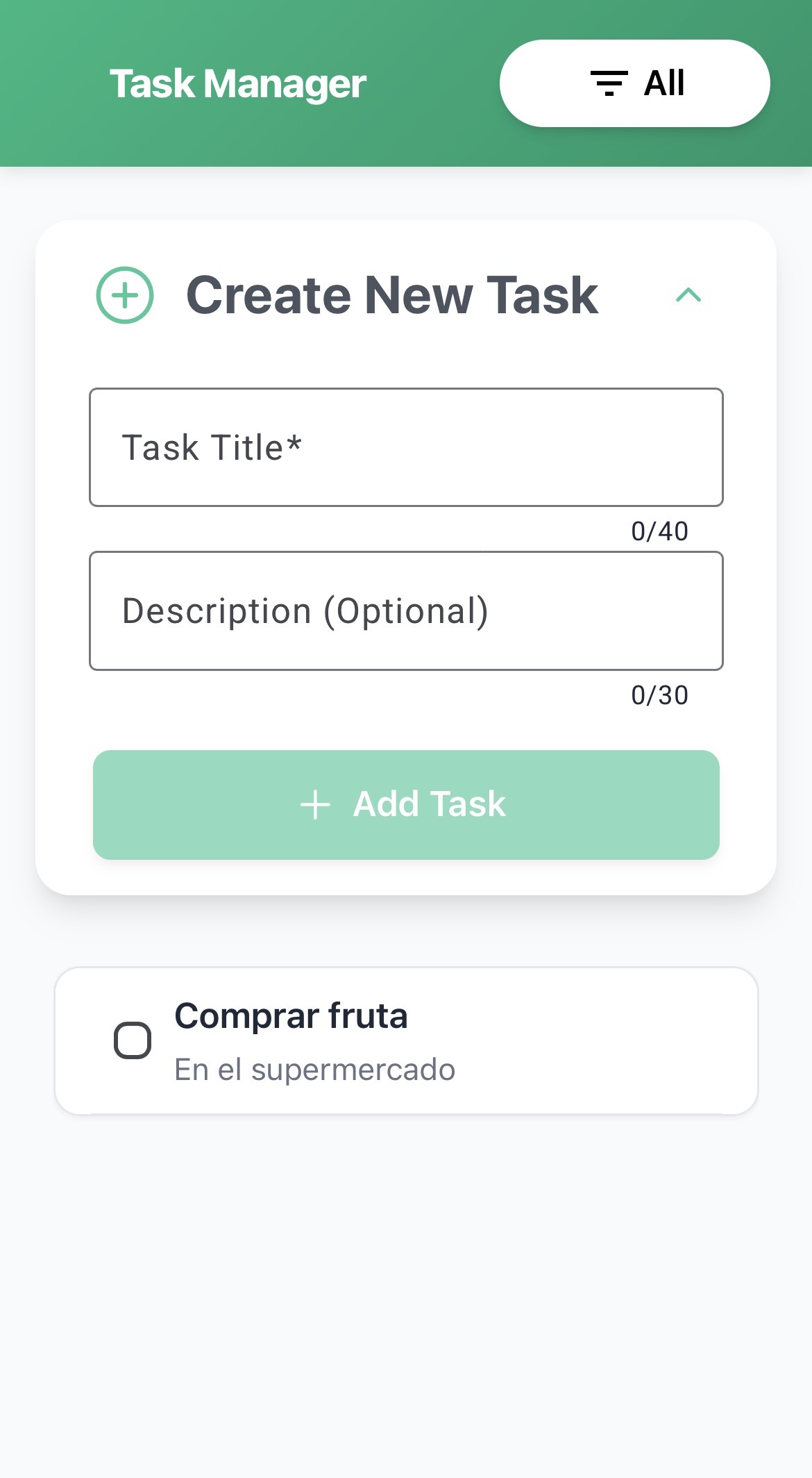Mobile view of the Task Cloud app