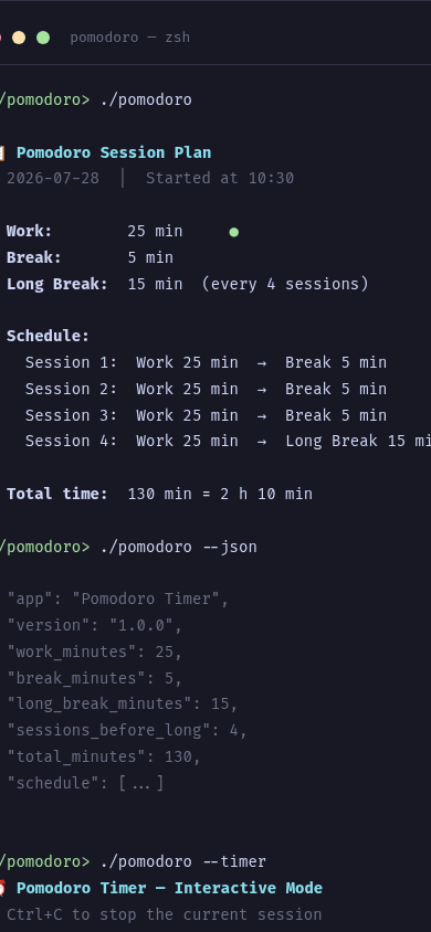 Pomodoro Timer - Vista móvil