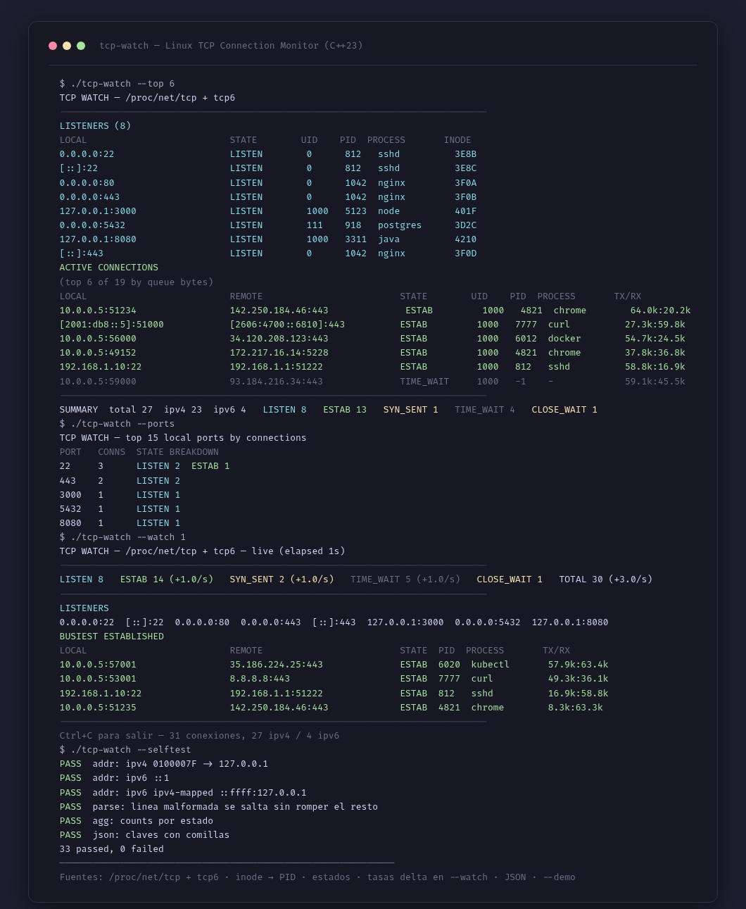 TCP Watch