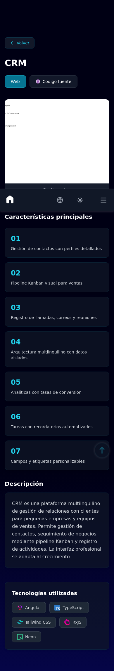 Mobile view of CRM