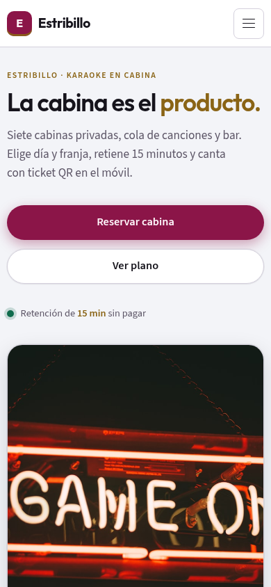 Estribillo — Cabinas de karaoke por franja - Vista móvil