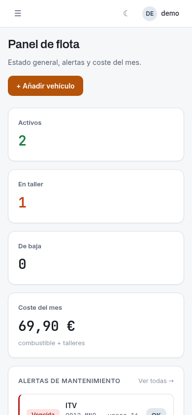 Mobile view of FleetKeeper