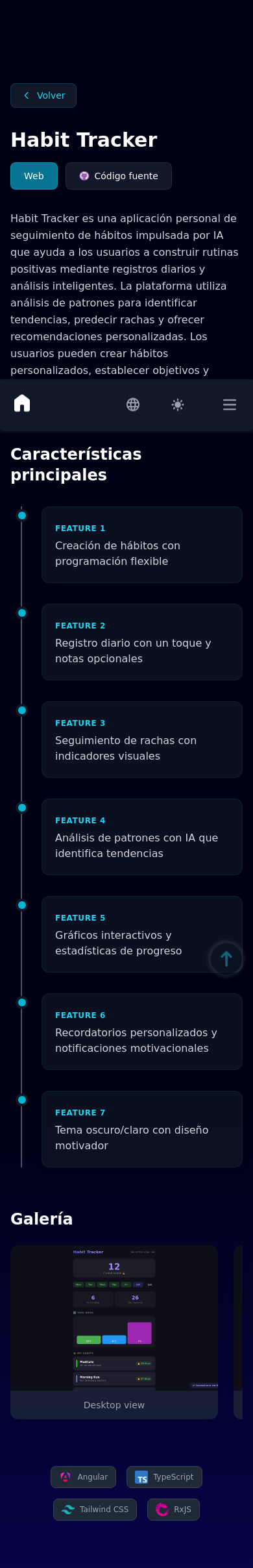 Mobile view of Habit Tracker