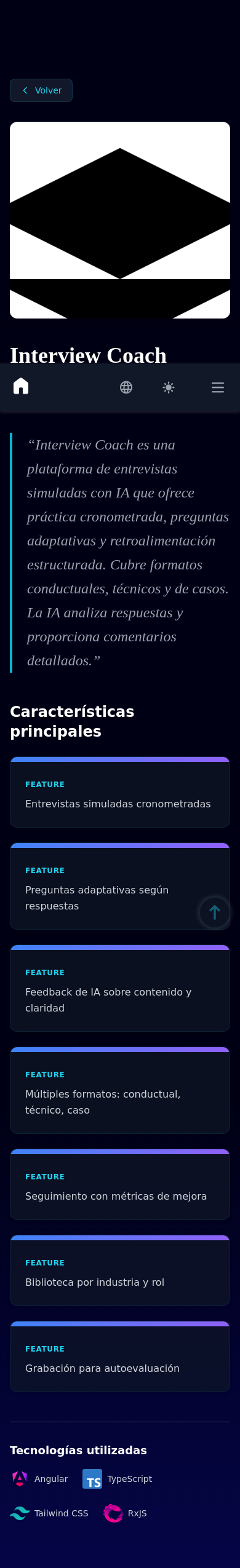 Mobile view of Interview Coach