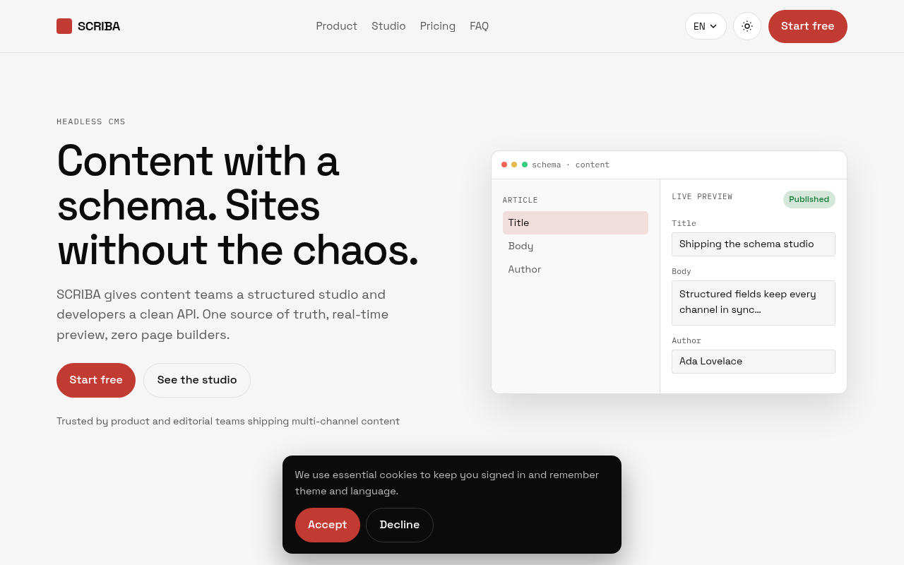 SCRIBA — CMS de contenido estructurado para equipos modernos
