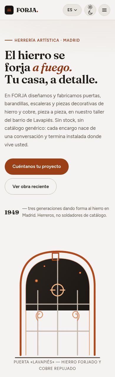 FORJA — Herreros y cobre desde 1949 - Vista móvil