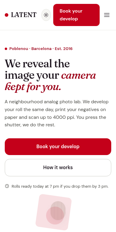 LATENT — laboratorio de fotografía analógica - Vista móvil