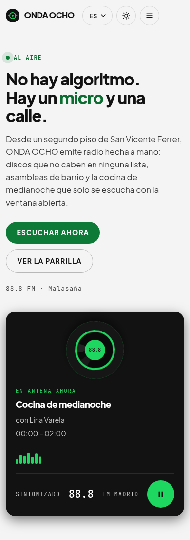 ONDA OCHO - Mobile view