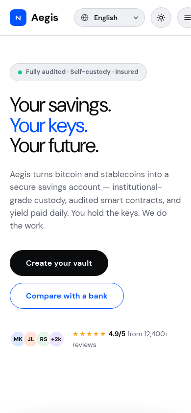 Aegis Vault - Vista móvil