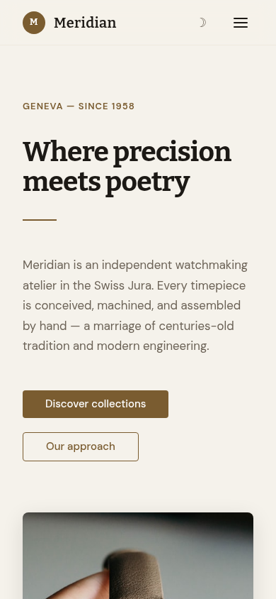 Meridian Horology - Vista móvil