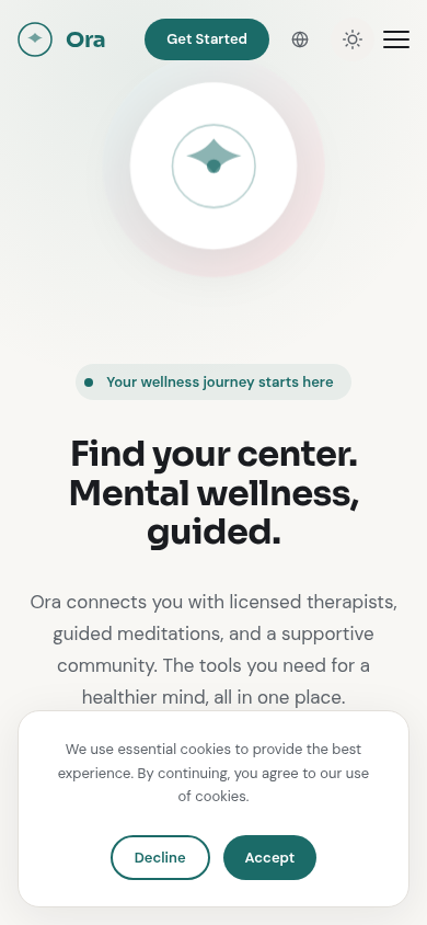 Ora Wellness - Vista móvil