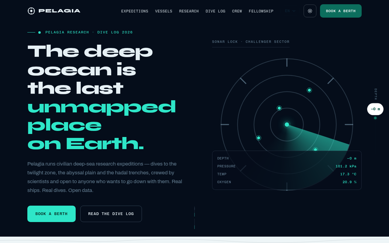 Pelagia Expeditions — Investigación en aguas profundas