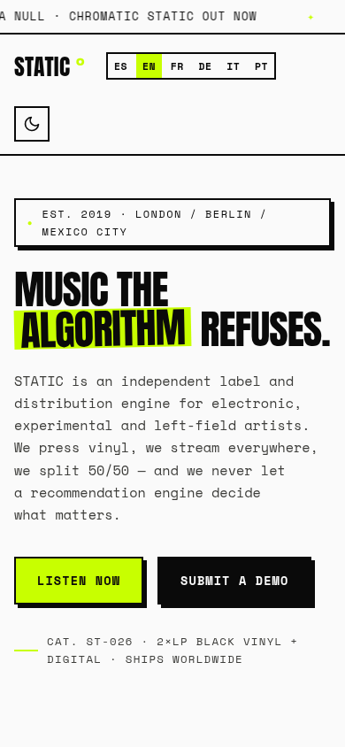 Mobile view of Static Records