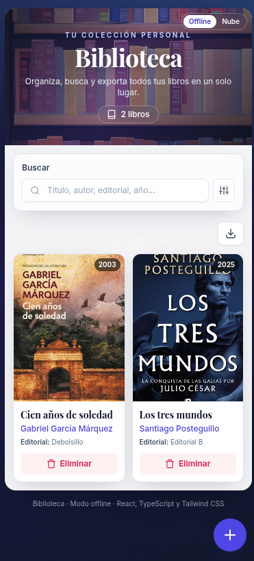 Mobile view of Biblioteca personal