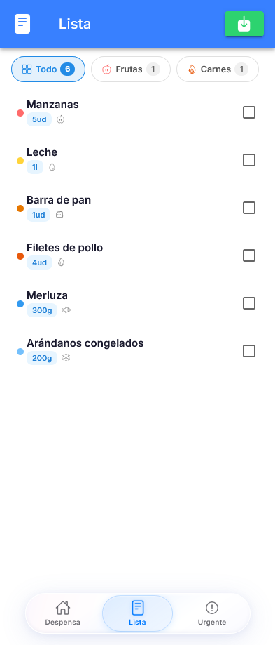 Mobile view of Lista de la compra