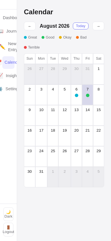 Mobile view of MindLog