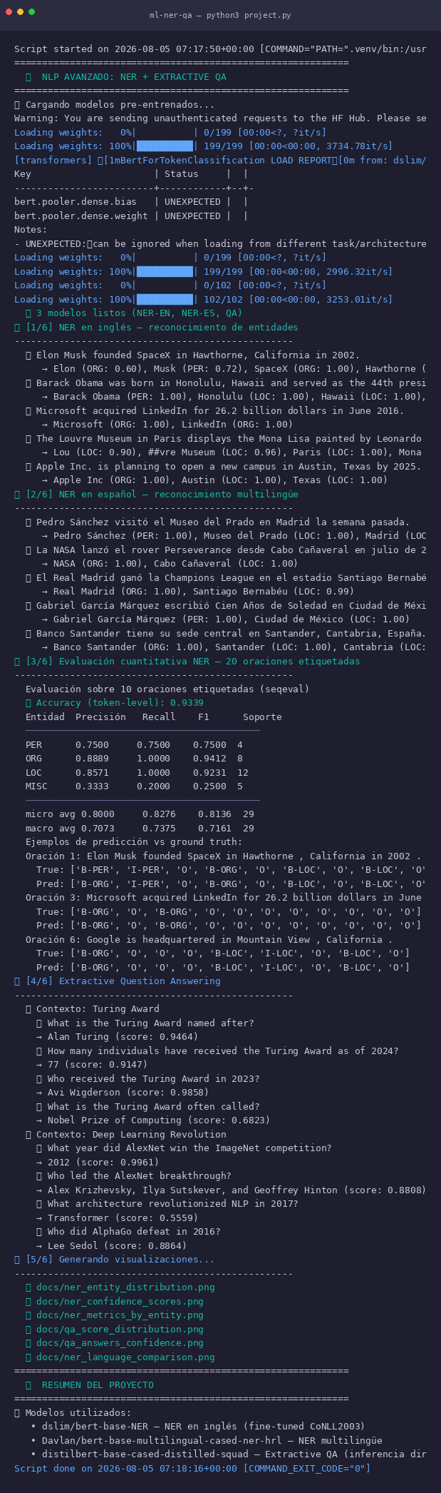 NLP Avanzado: NER + Extractive QA