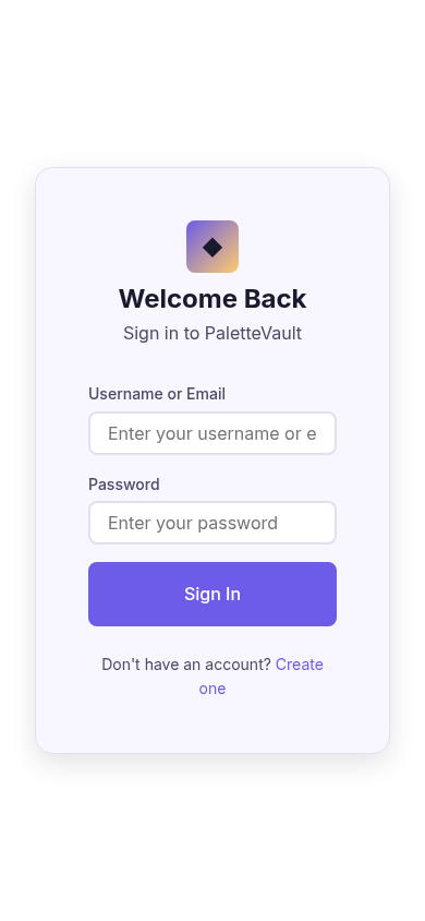 Mobile view of PaletteVault