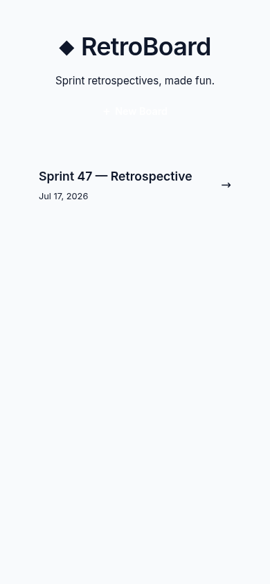 RetroBoard - Vista mobile