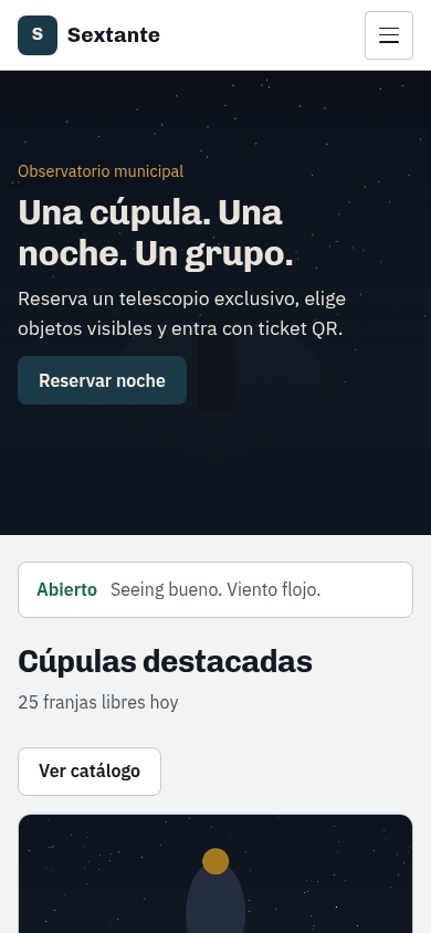 Sextante — Noches de observatorio - Vista móvil