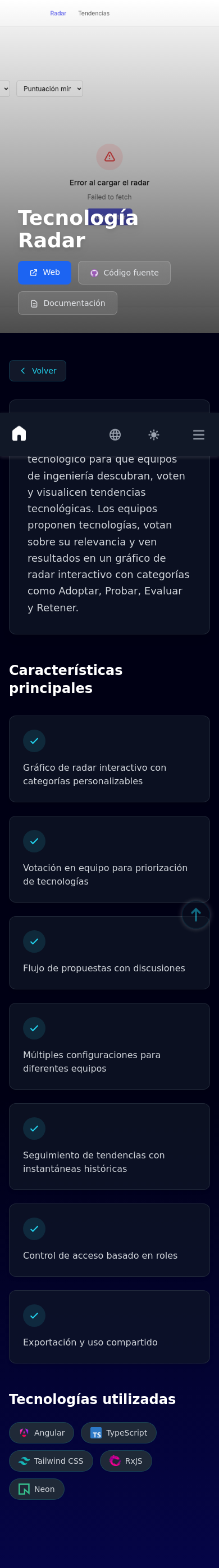 Mobile view of Tecnología Radar