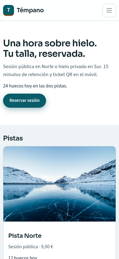 Témpano — Pista de hielo por sesión - Vista móvil