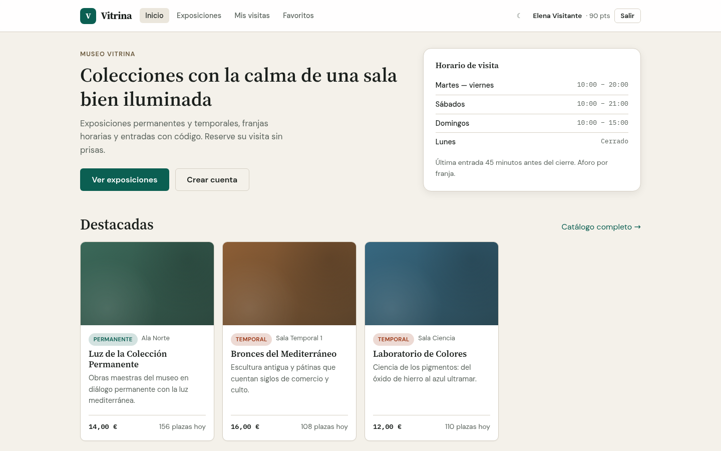 Vitrina — Museo con entradas por franja