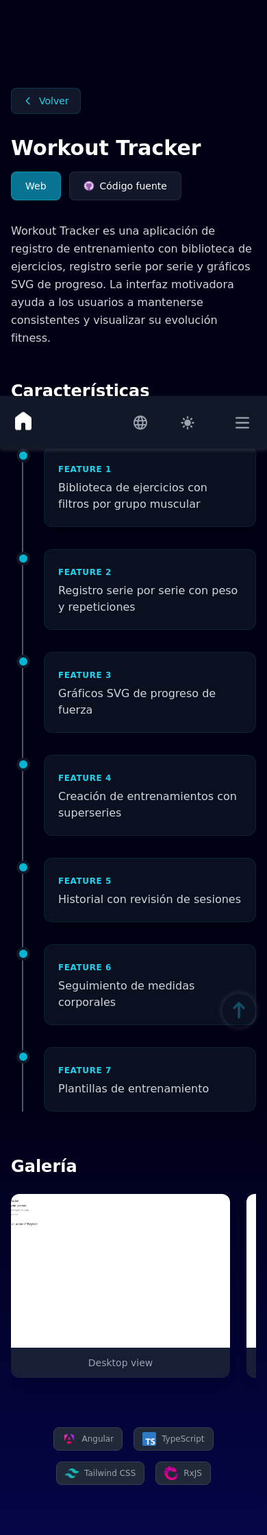 Mobile view of Workout Tracker