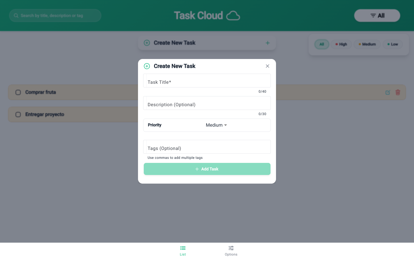 Task Cloud — New task