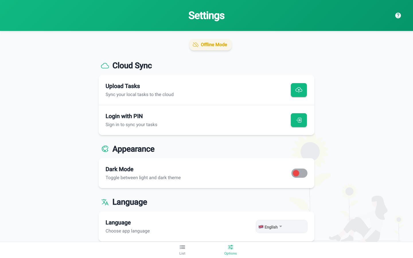 Task Cloud — Settings · desktop