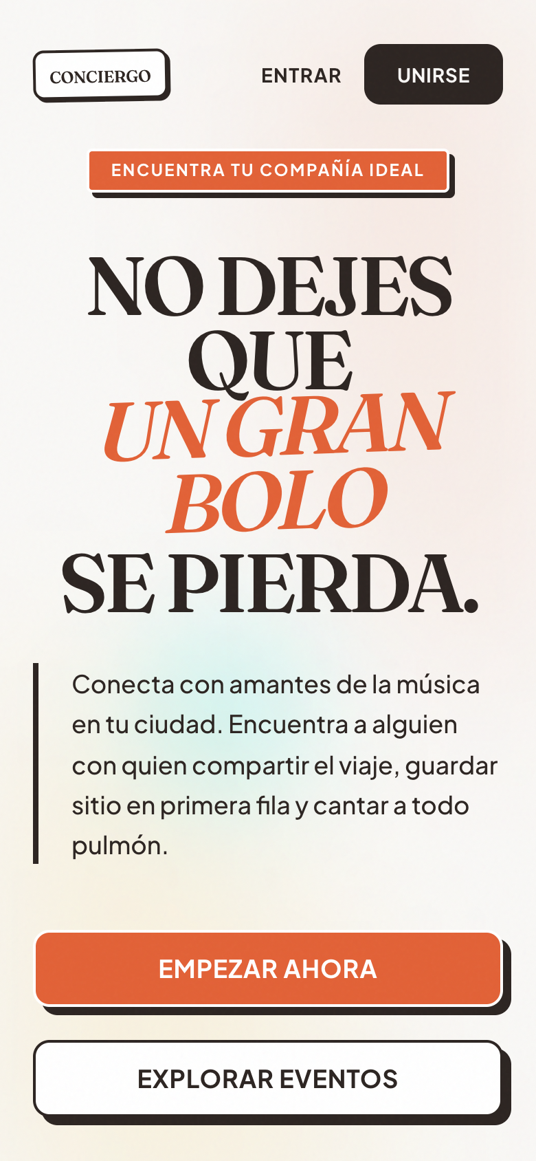 Conciergo — Landing · mobile