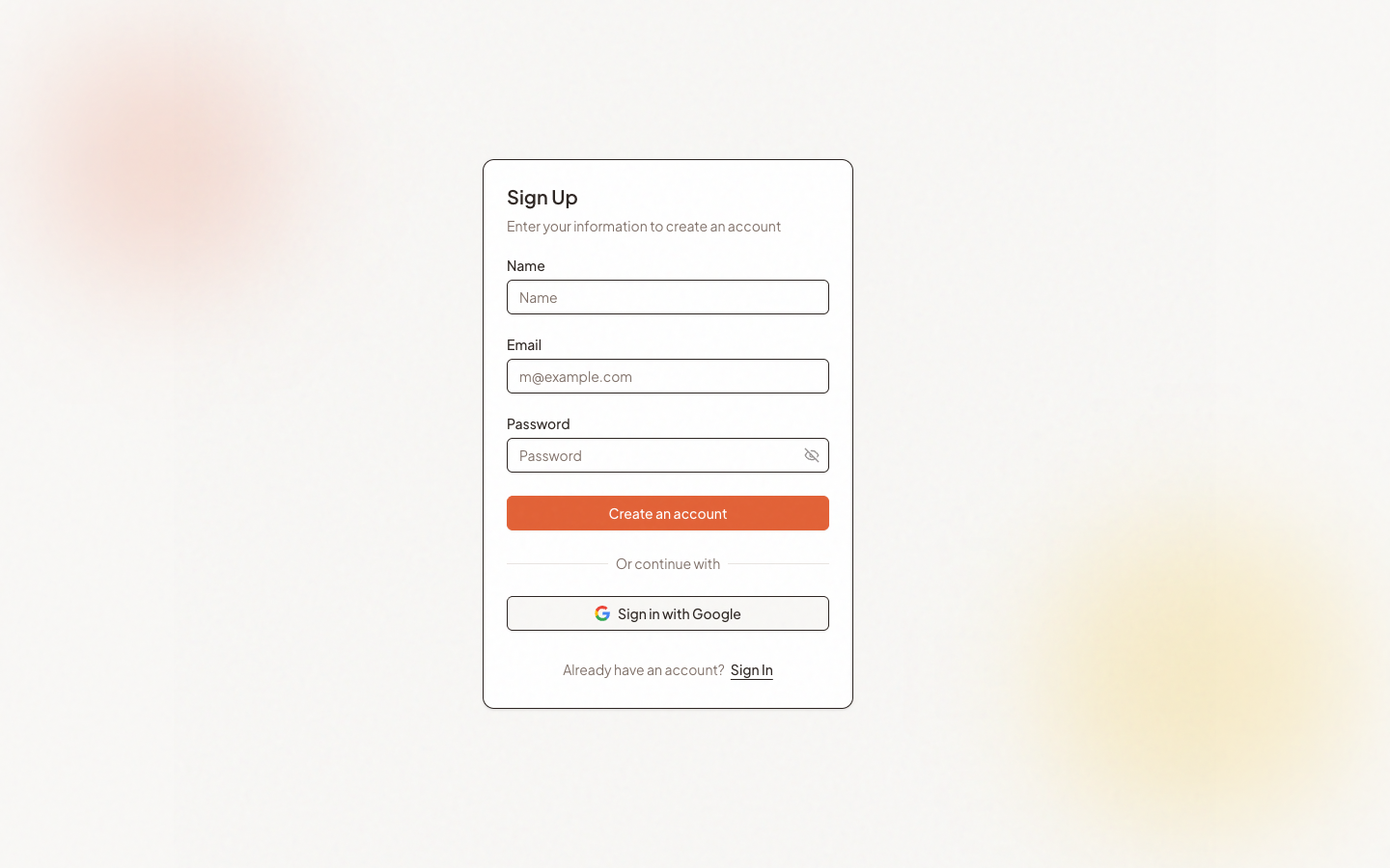 Conciergo — Create account