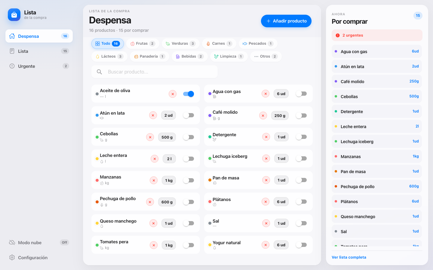 Shopping list — Pantry · desktop
